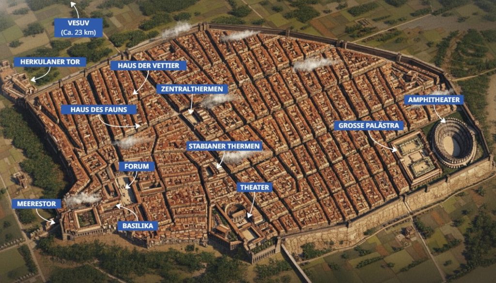 Karte von Pompeji auf Deutsch